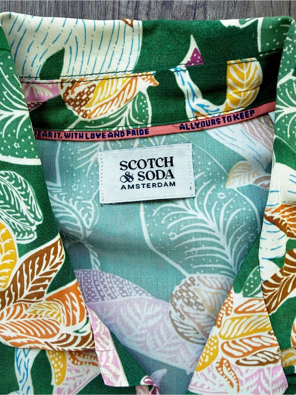 Scotch & Soda Floral Camp Shirt Green Jungle Print Medium - Picture 2 of 7